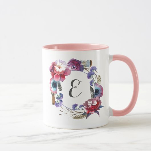 Wildflower Pony Floral met veren | Monogram Mok (Rechts)