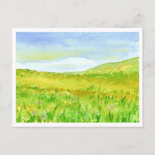 Wildflower Prairie Waterverf Schilderij Briefkaart (Voorkant)