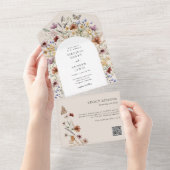Wildflower QR-code All In One Uitnodiging (Afscheurbaar)