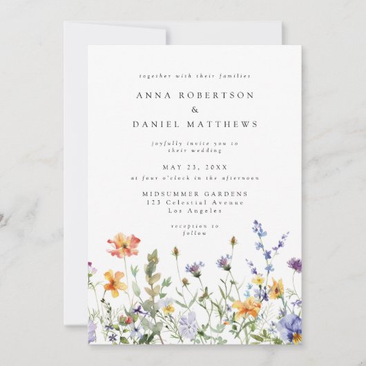 Wildflower QR Code Photo Wedding Invitation (Devant)