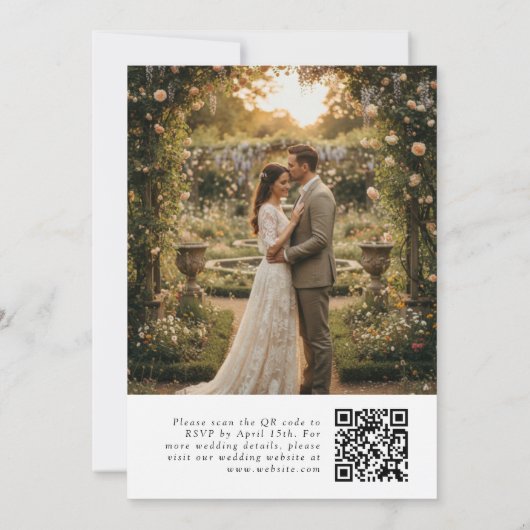 Wildflower QR Code Photo Wedding Invitation (Dos)