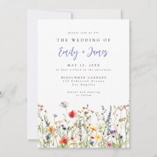 Wildflower QR Code Photo Wedding Invitation (Devant)