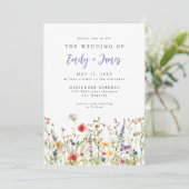 Wildflower QR Code Photo Wedding Invitation (Debout devant)