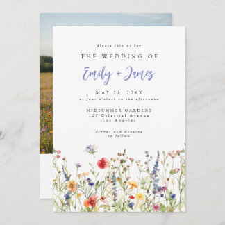 Wildflower QR Code Photo Wedding Invitation