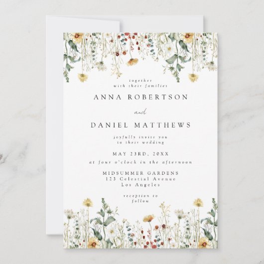 Wildflower QR Code Photo Wedding Invitation (Devant)