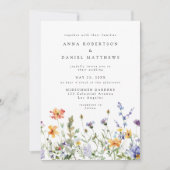 Wildflower QR Code Photo Wedding Invitation Kaart (Voorkant)