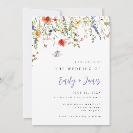 Wildflower QR Code Wedding Invitation (Devant)