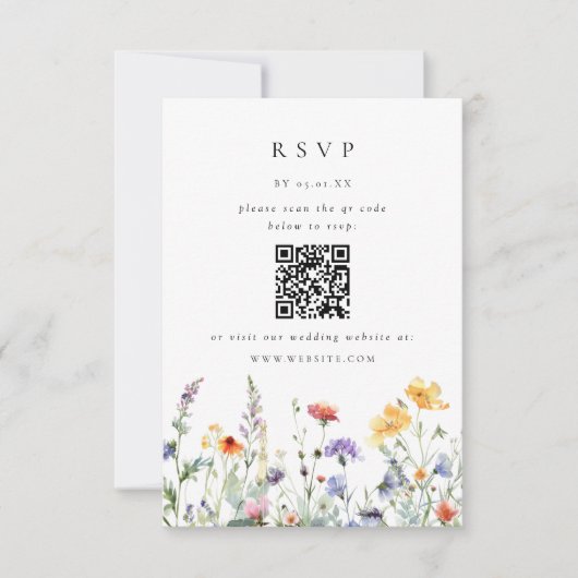 Wildflower QR Code Wedding RSVP Card (Voorkant)