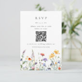 Wildflower QR Code Wedding RSVP Card Kaartje (Staand voorkant)