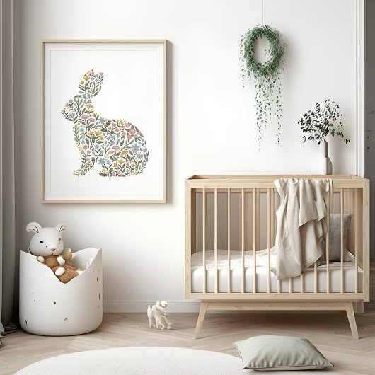 Wildflower Rabbit Spring Art Poster