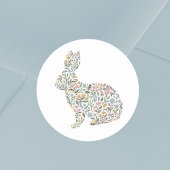  Wildflower Rabbit Spring Easter Ronde Sticker