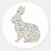  Wildflower Rabbit Spring Easter Ronde Sticker (Voorkant)