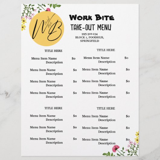 Wildflower Restaurant Afsluiten Menu QR-code (Voorkant)