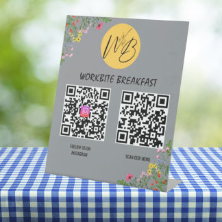 Wildflower Restaurant Menu, Instagram QR-code Reclamebord Met Voetstuk