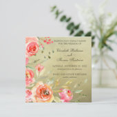 Wildflower Roos Waterverf bruiloft Kaart (Staand voorkant)
