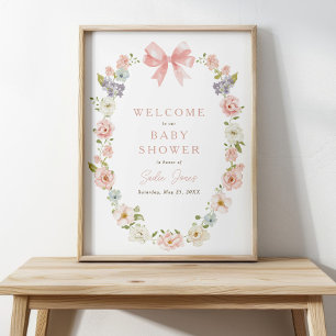 Wildflower Roze Bloemen Baby Meisjes Boog Baby sho Poster
