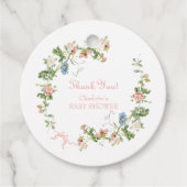 Wildflower Roze Bow Baby shower Bedankjes Labels (Voorkant)