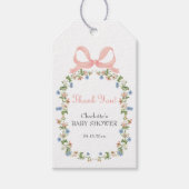 Wildflower Roze Bow Baby shower Cadeaulabel (Voorkant)