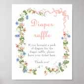 Wildflower Roze Bow Baby shower Luier Raffle Poster (Voorkant)