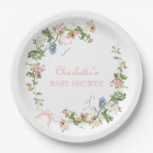Wildflower Roze Bow Baby shower Papieren Bordje (Voorkant)