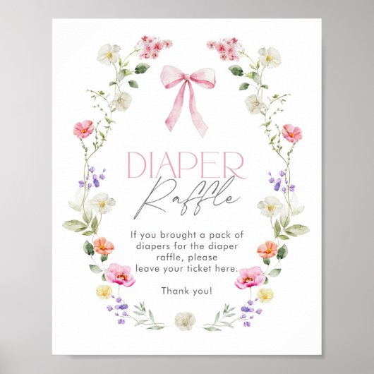 Wildflower Roze strik elegante Luier Raffle Poster (Voorkant)