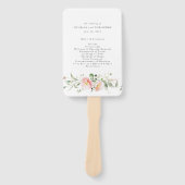 Wildflower Roze Waterverf Elegant Trouwprogramma Handwaaier (Voorkant)