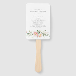 Wildflower Roze Waterverf Elegant Trouwprogramma Handwaaier
