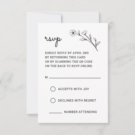 Wildflower RSVP Card met QR Code (Voorkant)