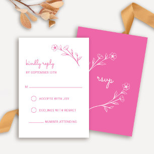 Wildflower RSVP-kaart in Hot Pink RSVP Kaartje
