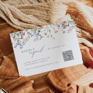 Wildflower RSVP kaart met QR code Floral Boho