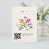 Wildflower Rustic Chic Bloemen Boho Foto QR Code RSVP Kaartje (Staand voorkant)