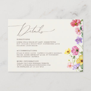 Wildflower Rustic Chic Bloemen Boho Wedding Detail Informatiekaartje