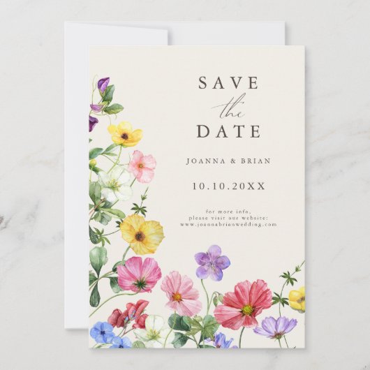 Wildflower Rustic Chic Floral Boho Bewaar de datum Save The Date (Voorkant)