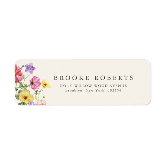 Wildflower Rustic Chic Floral Boho Country Address Etiket (Voorkant)