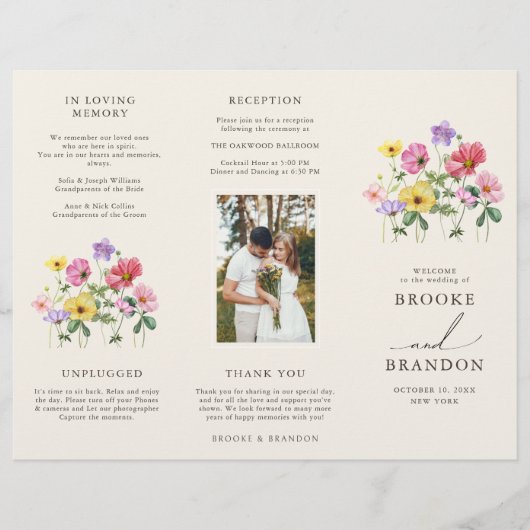 Wildflower Rustic Chic Floral Boho Wedding program (Voorkant)