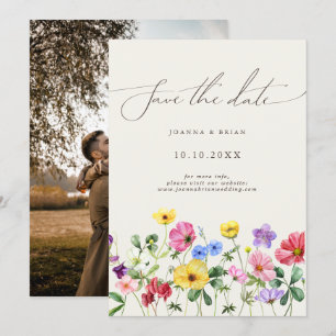 Wildflower Rustic Chic Floral Foto Sla de datum op Save The Date