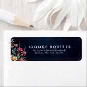 Wildflower Rustic Country Boho Floral Navy Wedding Etiket (Insitu)