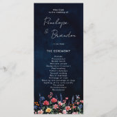 Wildflower Rustic Country Boho Floral Navy Wedding Programma (Voorkant)