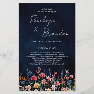 Wildflower Rustic Country Boho Wedding Programma