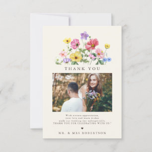 Wildflower Rustic Floral Country Trouwfoto Bedankkaart