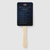 Wildflower Rustic Floral Navy Wedding Tijdlijn Handwaaier (Achterkant)