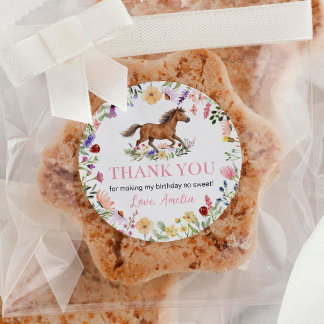 Wildflower Rustic Horse Girl Birthday Ronde Sticker