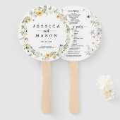 Wildflower Rustic Round Wedding Programme Fan Handwaaier (Voorkant en achterkant)