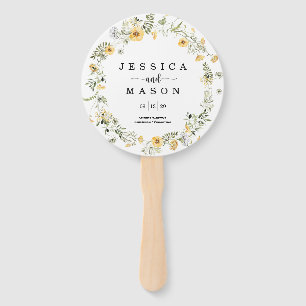 Wildflower Rustic Round Wedding Programme Fan Handwaaier