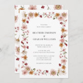 Wildflower Rustic Wedding Kaart (Voorkant / Achterkant)