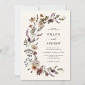 Wildflower Rustic Wedding Kaart (Voorkant)