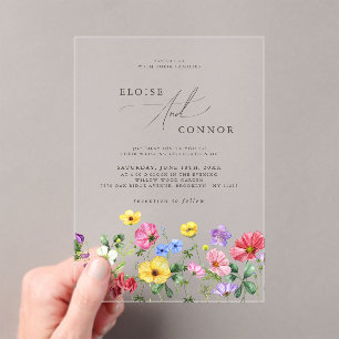 Wildflower Rustiek Chic Bloemen Boho Country Weddi Acryl Uitnodigingen