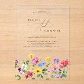 Wildflower Rustiek Chic Bloemen Boho Country Weddi Acryl Uitnodigingen (Voorkant)