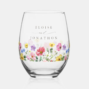 Wildflower Rustiek Chic Bloemen Boho Country Weddi Wijnglas Zonder Voet