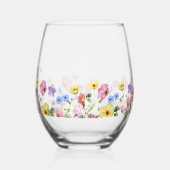 Wildflower Rustiek Chic Bloemen Boho Country Weddi Wijnglas Zonder Voet (Links)